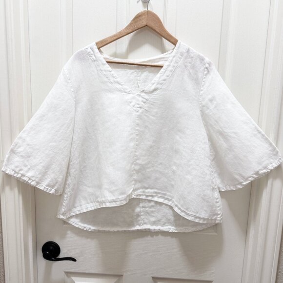 Bryn Walker Women's 100% Linen Boxy Oversized Tunic Top Size XS White Lagenlook - Picture 9 of 9